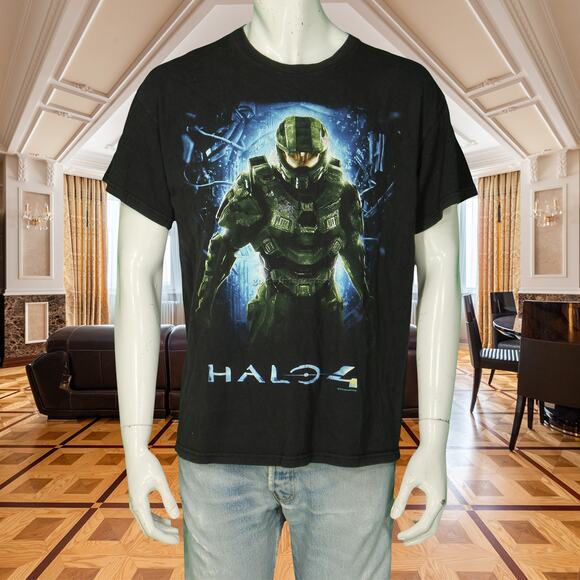 Y2K Master Chief Halo 4  Microsoft Xbox Video Game Promo T Shirt Tee L - Picture 1 of 7
